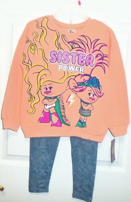 DreamWorks Trolls Girls Sweat Shirt & Legging Set Size  5-6   NEW