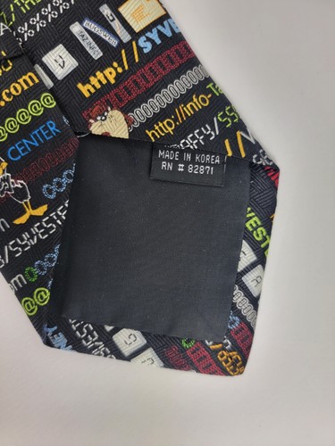 Warner Bros Studio Store Looney Tunes Vintage Internet Tie 1999_ 100% Silk - Picture 6 of 9
