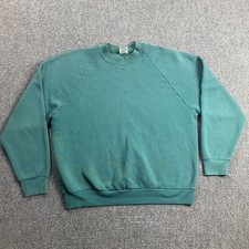 Vintage Fruit of The Loom Sweatshirt Women's Large Blue 12/14 Blank Pullover 90s