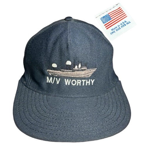 Vtg Navy M/V WORTHY MISSILE RANGE Adjustable SnapBack Hat