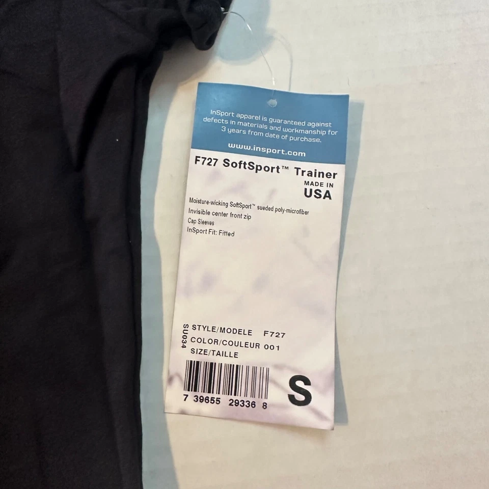 Camisa de ciclismo deportiva suave con cuello falso negra Insport para mujer, talla pequeña nueva con etiquetas Foto 3 de 4