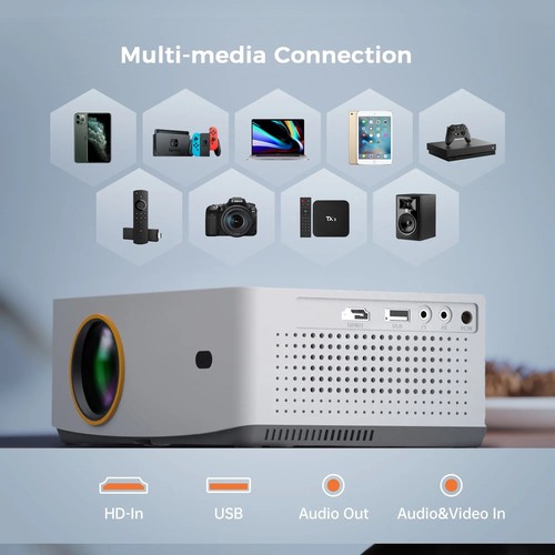 4K Mini Projector 1080P 5G WiFi Bluetooth Video Home Movie Theater 250" Display - Picture 6 of 12