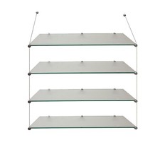 suspended Cable display retail shop shelves office wall hanging glass shelf SET