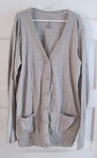 LL Bean Kids Gray Jersey Knit Cardigan Full Button Up Sweater Jacket Girls XL 18