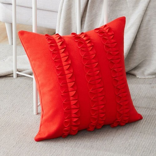 Plain Solid Color Throw Pillow for Case 3D Handmade Flowers Velvet Cushion Cover - Picture 6 of 13