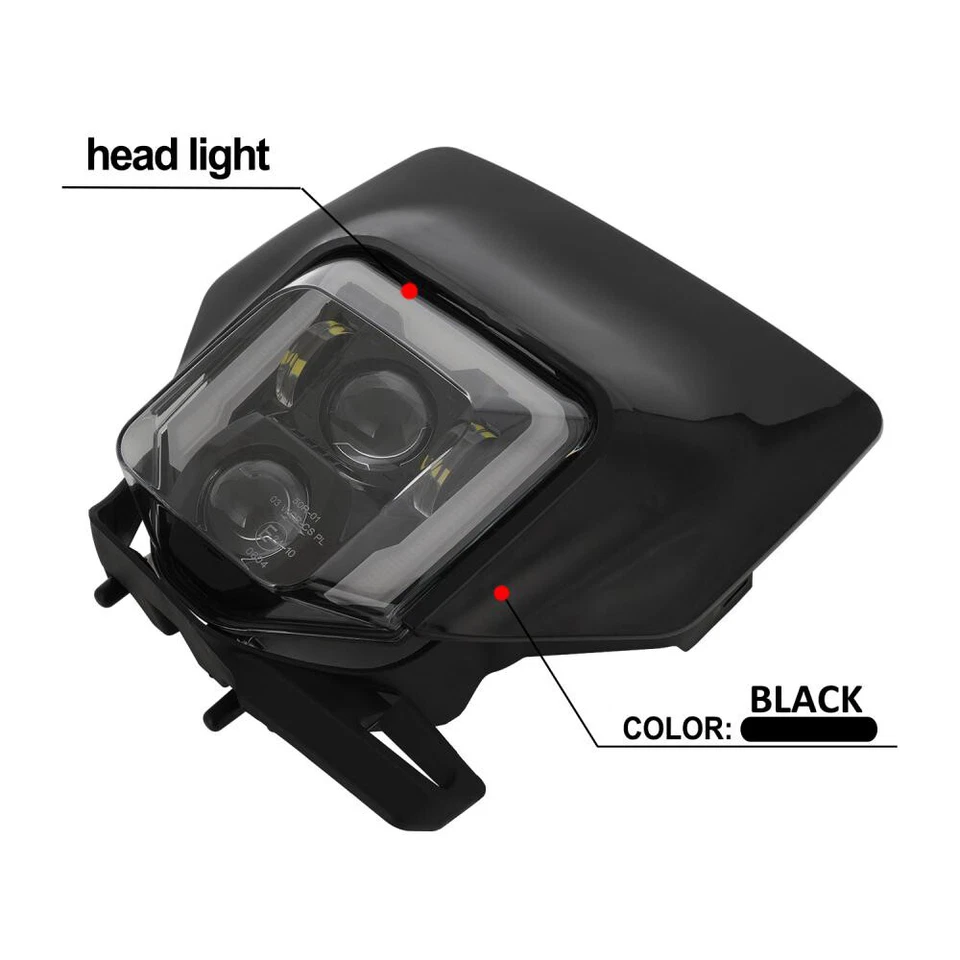 Faro LED con carenado negro DOT para Husqvarna 701Supermoto 501 300 450 350 Foto 2 de 4