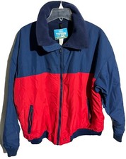 Vintage 80s Woolrich Teton Jacket Sz XL USA Red Blue Outdoor Fleece Lined Mens