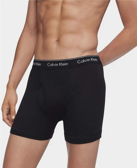 3 Three Pack Men's Calvin Klein Cotton Boxer Brief Black White Tri New In Box - product detail image 1