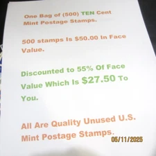 (500) TEN Cent Mint Unused Postage Stamps* Buy At 55% Of Face Value *STK B