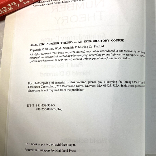 Analytic Number Theory Bateman & Diamond 2004 Like New - Foto 7 di 8