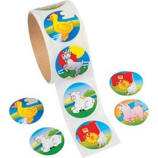 25 farm animal Stickers Party Favor Teacher Pig Cow Sheep Chicken barn duck