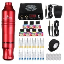 Dragonhawk Atom Rotary Tattoo Pen Red Machine Cartridge  Power Supply Kit