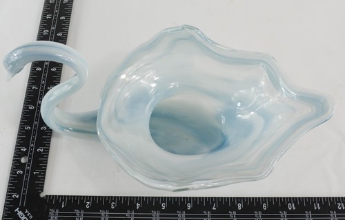Cuenco cisne de vidrio grande Sooner Swirl azul blanco elástico remolinado vintage - Imagen 13 de 14