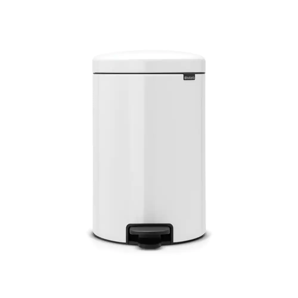 Trash Can Step On Soft Closure Steel With Plastic Inner Bucket 5.3 Gallon White-image