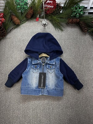Urban Republic Kid's Baby Denim Jean Jacket Hooded Size 6/9 Months