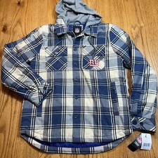 NWT NFL New York Giants Men's Medium Quilted Flannel Jacket Full Zip Hoodie