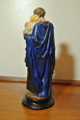 Antique Religious Stuccowork Sculpture Statue Of Saint Joseph Jesus Christ - Picture 15 of 22