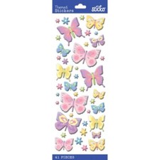 Crafts Stickers Sticko Puffy Butterflies Butterfly Pastel Colors Detailed Flower