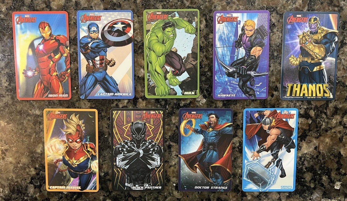 Marvel Avengers Arcade Coin Pusher 9 Collectable Card set with