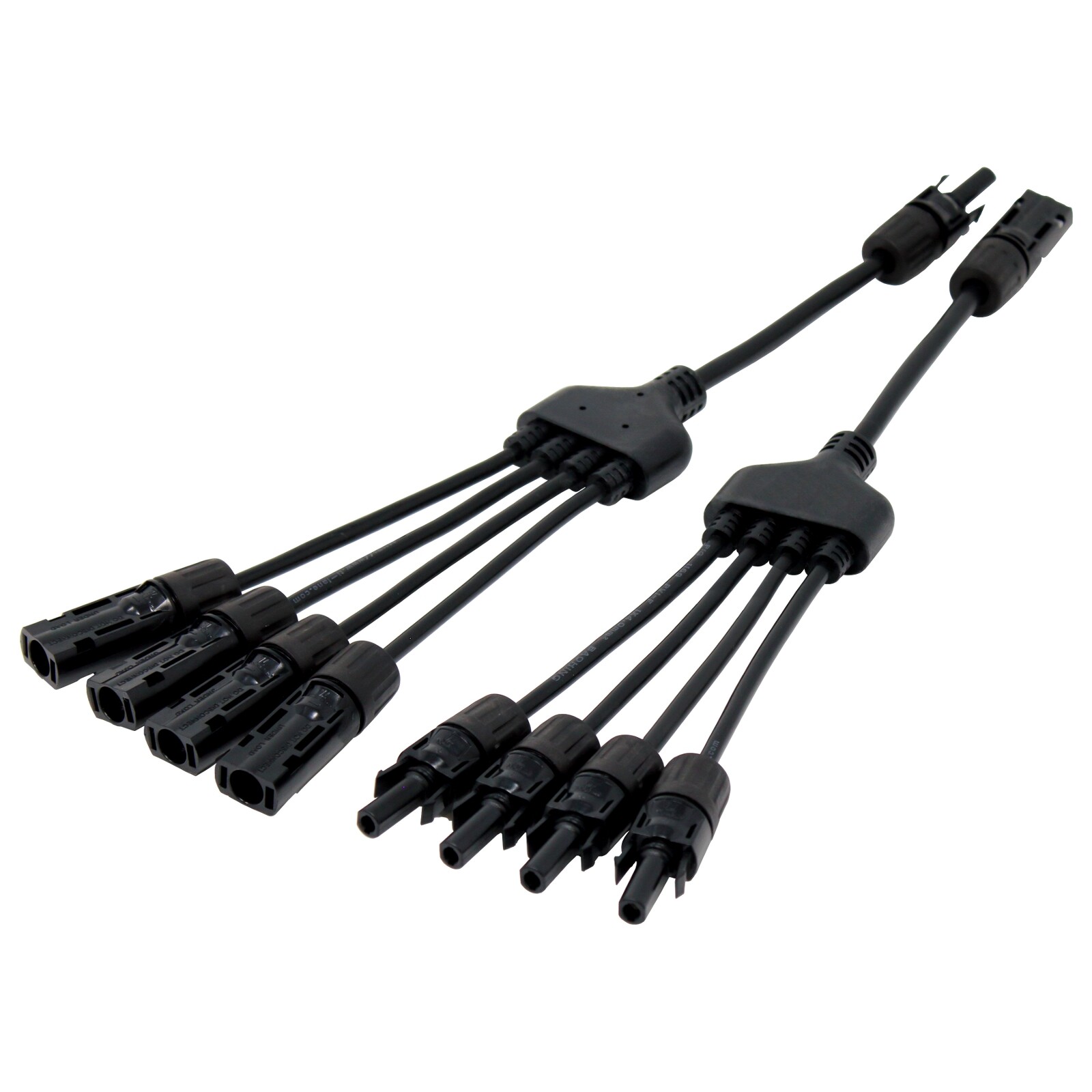Pair of 4-to-1 Y-branch T4 connectors for solar panels / PV cable