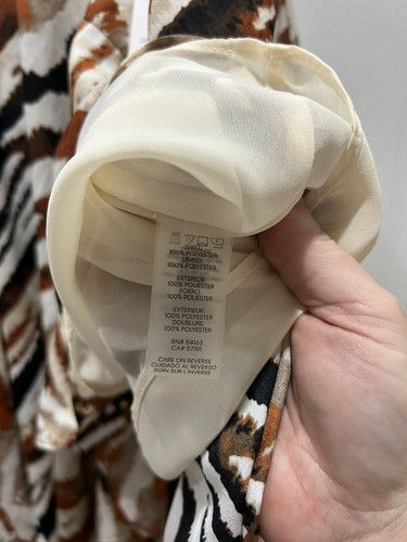 Calvin Klein 16 Asymmetrical Long Skirt Lined Zippered NWT Safari Print - Picture 4 of 5