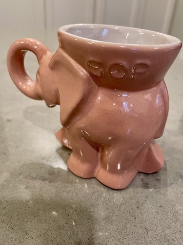 Vintage Frankoma Pottery Political Coffee Tea Mugs 1977 Donkey and Elephant Pink - Picture 4 of 12