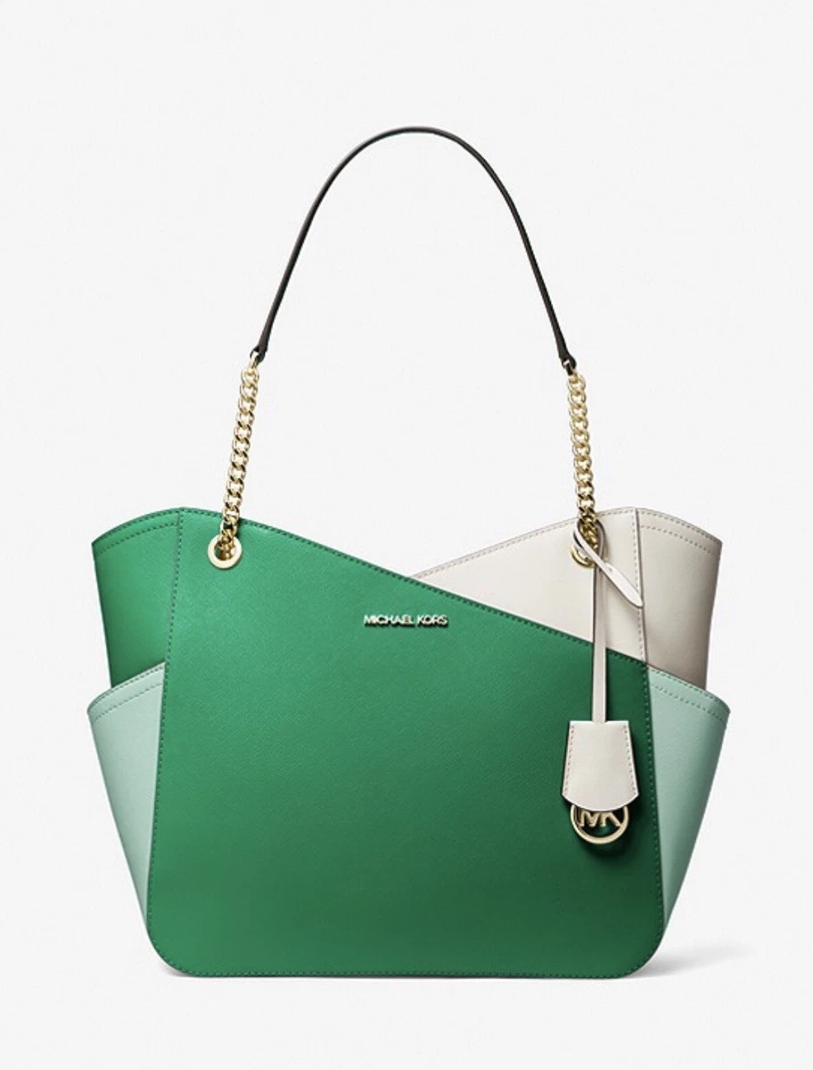 Michael Kors Jet Set LARGE Color Block Saffiano Leather Tote Bag NWT