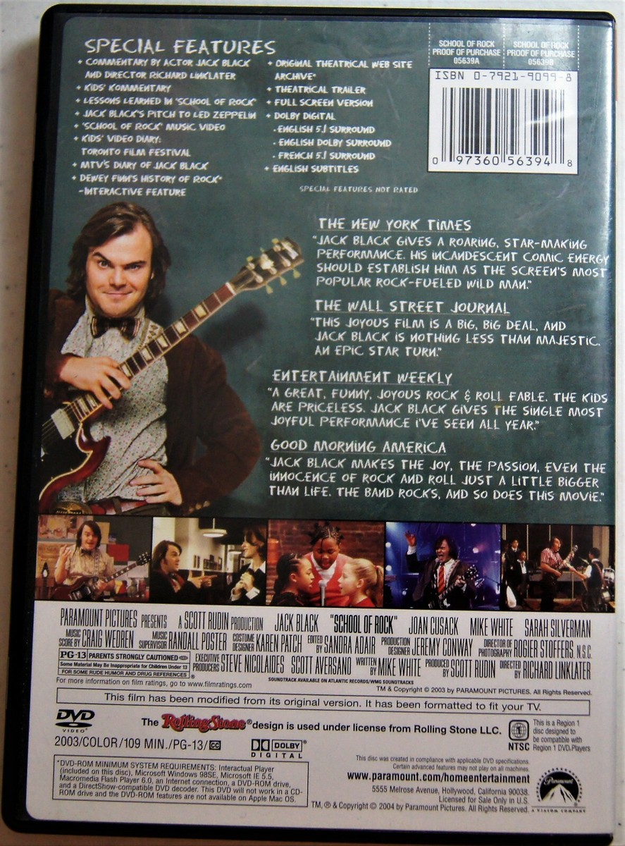 The School of Rock (DVD, 2004, Full Frame) 97360563948| eBay