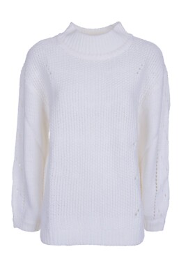 ANISTON women's sweater knitted sweater knitted sweater wool white NEW size 40 42