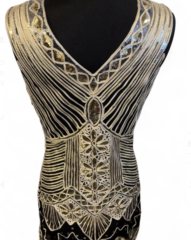 Vestido Great Gatsby Flapper años 20 Juegos con disfraces/disfraz con accesorios talla pequeña. Foto 2 de 4