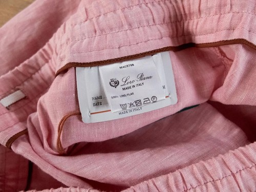 (NO CUSTOMS TAX) LORO PIANA Arizona straight leg pink linen shorts Size Medium - Picture 6 of 7