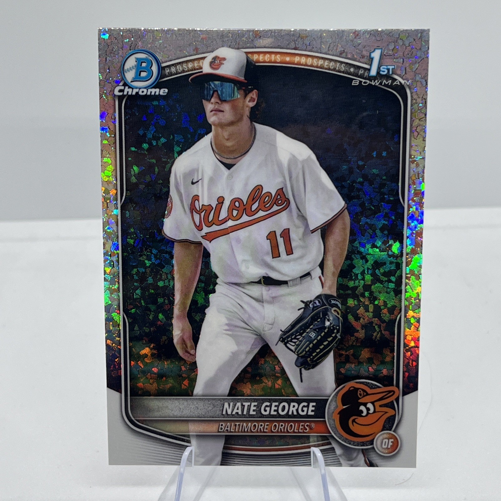 2025 Bowman Chrome - Nate George 1st Prospect Mini Diamond Parallel - Orioles