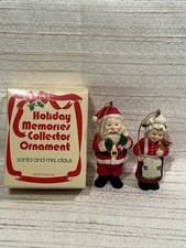 Vintage Holiday Memories Collector Ornament Set Santa and Mrs. Claus Macau