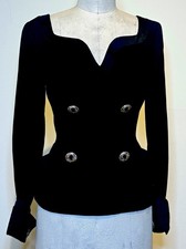 Vintage Gianni Versace Couture  90’s  formal top black  wool/silk trim