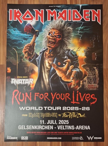 IRON MAIDEN - Run For Your Lives Tour - Plakat Gelsenkirchen 2025 (A1)