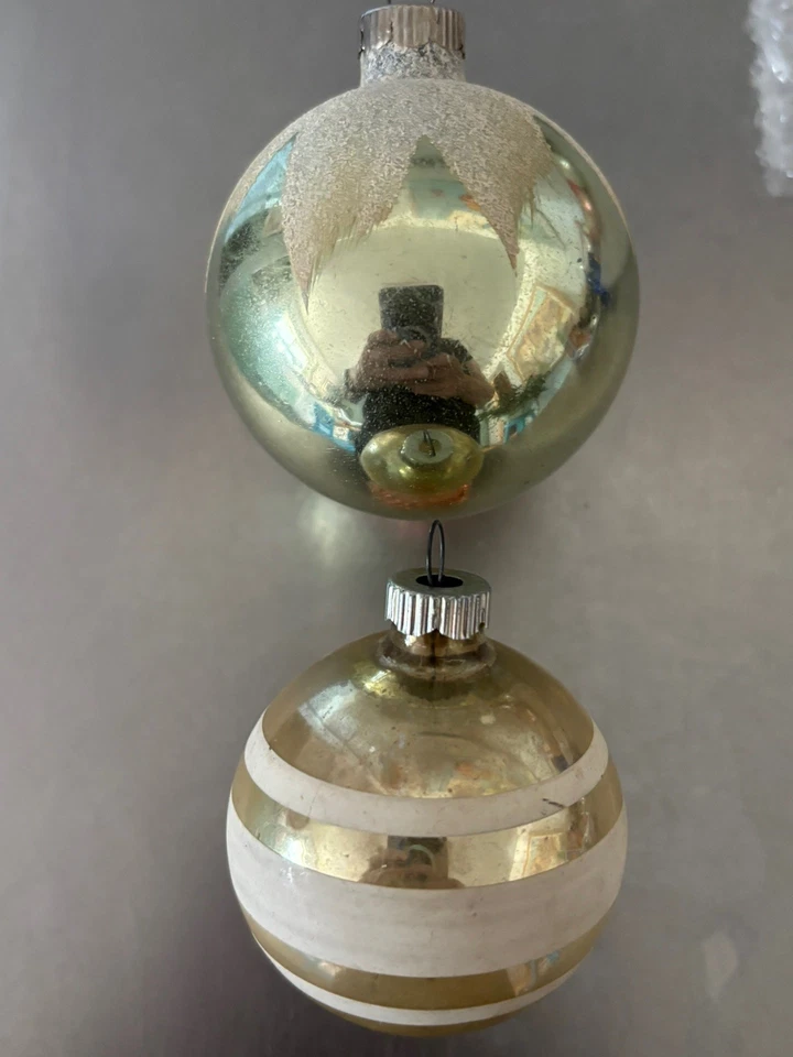 8 VNTG Shiny Brite Glass Ornaments Egg Teardrop Round Stripe Stencil 2.5” - 3.5” - Image 2 of 4