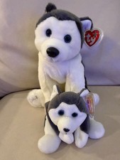 Matching Set of TY Beanie Buddy Beanie Baby Nanook The Husky Puppy Dog Plush