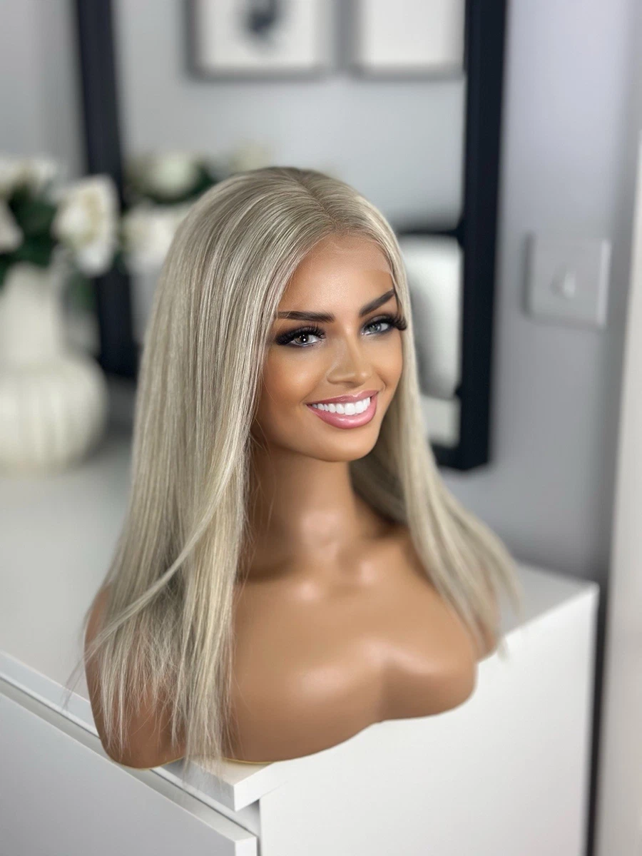 Ash Silver Platinum Ice Blonde 16” 13x4 Lace 100% Human Bob Hair