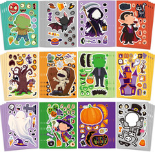 48 Sheets Halloween Stickers for Kids, Halloween Decorations, Halloween Party Fa