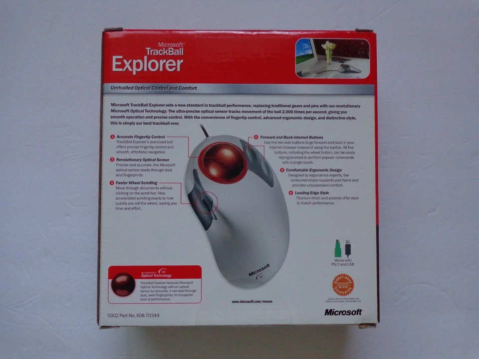 Microsoft Trackball Explorer Mouse D68-00007 - Image 2 of 4