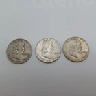 Lot of 3 Circulated 1952, 1954, 1962  90% Silver Benjamin Franklin Half Dollars