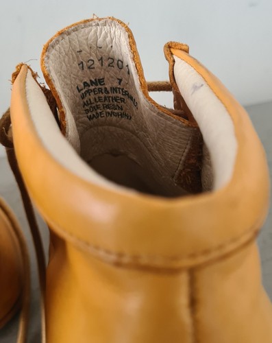 Wittner Lace Up High Heel Booties 7 Mustard Yellow Leather - Picture 7 of 14