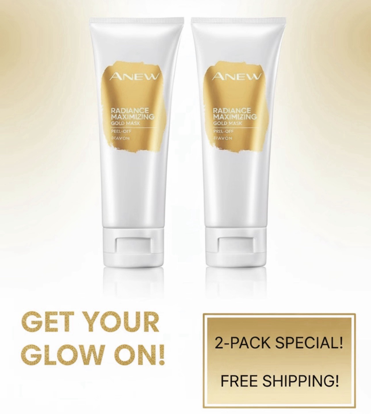 2 x AVON Anew Radiance Maximising Peel-Off Gold Mask 75ml Radiance glow 2-pack