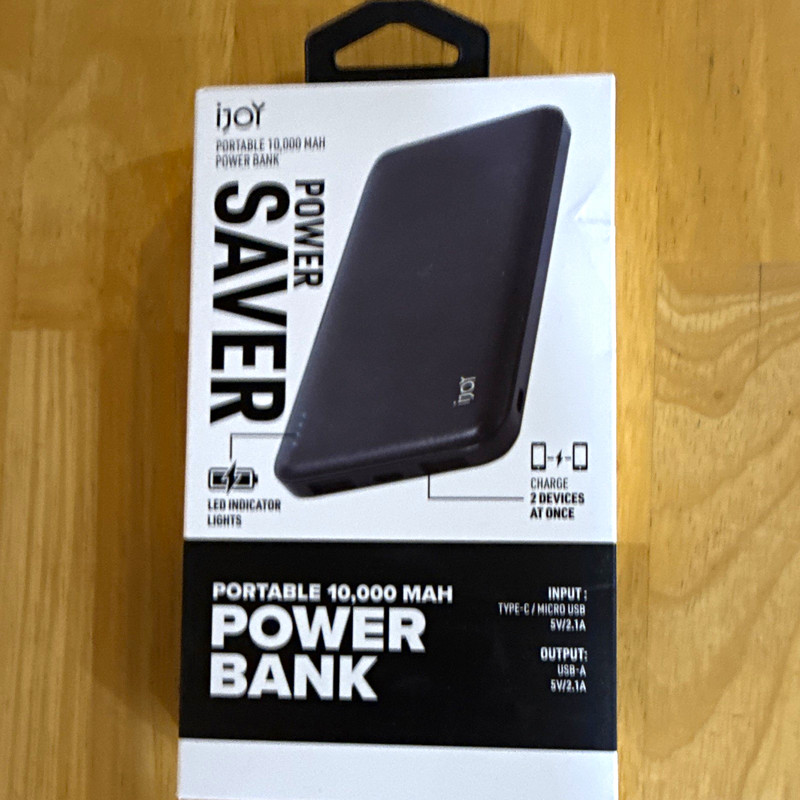 iJOY Power Saver 10,000mAh Power Bank 2-Port USB-C/Micro-USB/USB-A Black