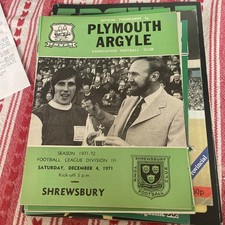 Plymouth Argyle V Shrewsbury Town 04/12/71 Division Three 