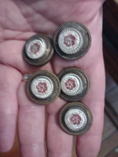 Lot 5x Antique Victorian Picture hang nails Sulfide Glass, Porcelain & Red