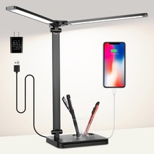 Led Desk Lamp With Dual Heads   5 Colour Modes 10 Brightness Levels Adjustable