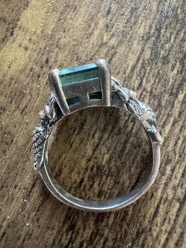 925 Silber Meerjungfrau Ring grüner Edelstein