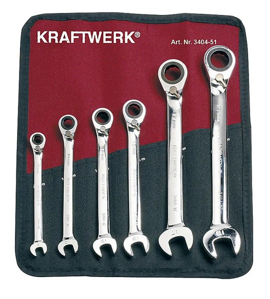 Kraftwerk 3404-51 Clickraft Ratschen Ring-MaulschlüSsel Satz 6-Teilig, Mw 8-19Mm-image