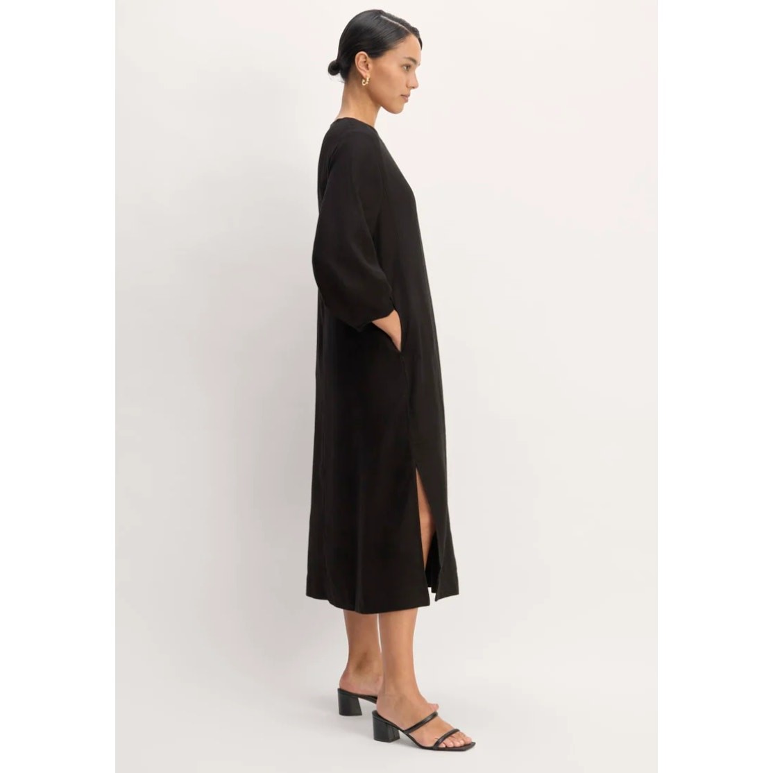 Everlane The Linen A-Line Midi Dress Black Size 8 NWT